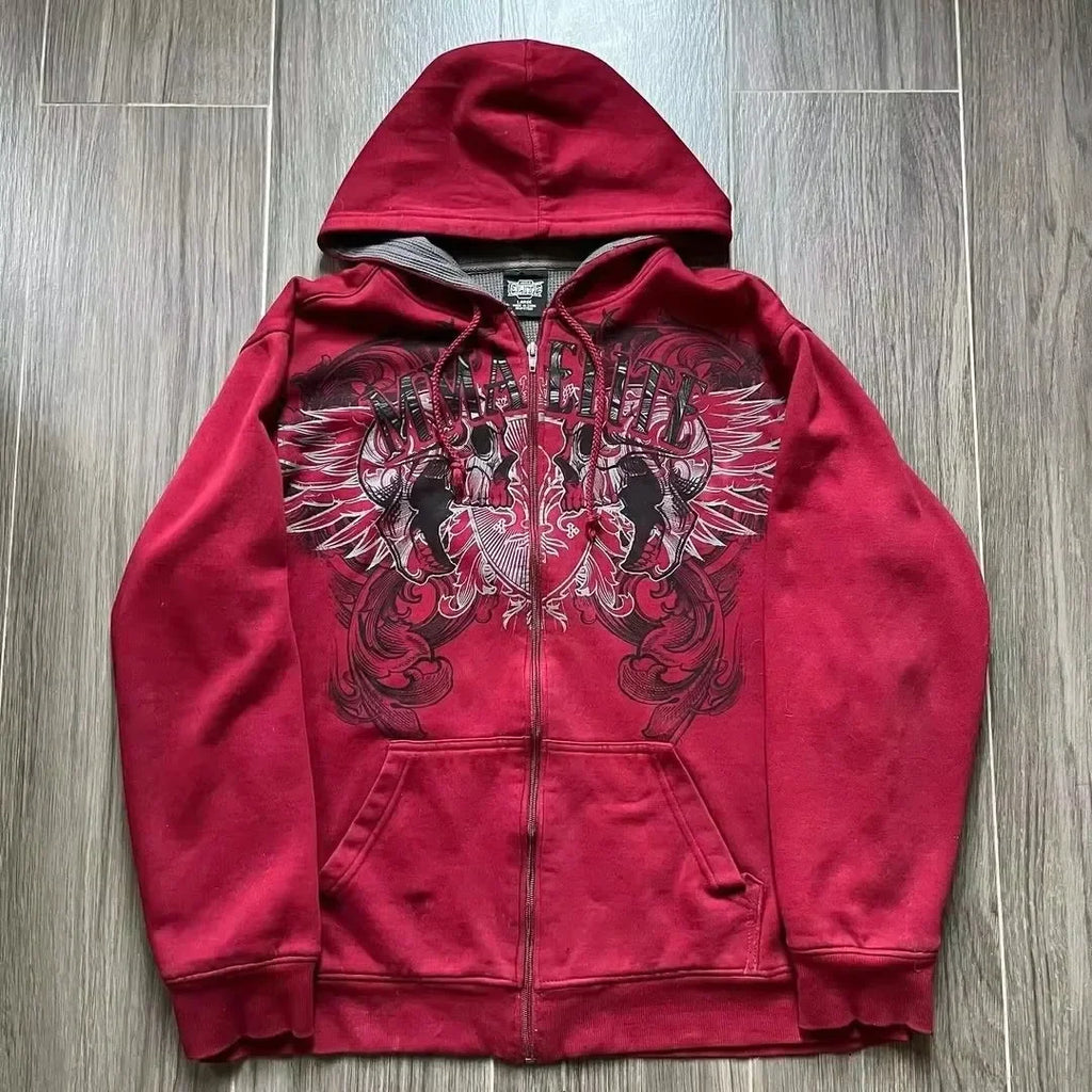 2000s Vintage Red Full Zip Hoodie