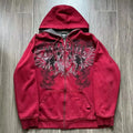 2000s Vintage Red Full Zip Hoodie