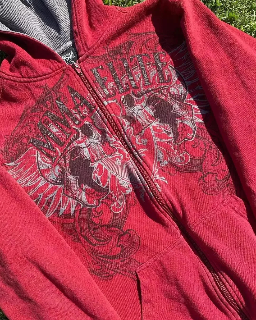 2000s Vintage Red Full Zip Hoodie