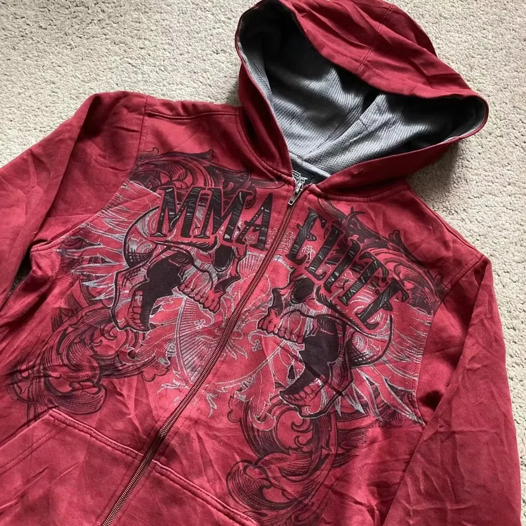 2000s Vintage Red Full Zip Hoodie