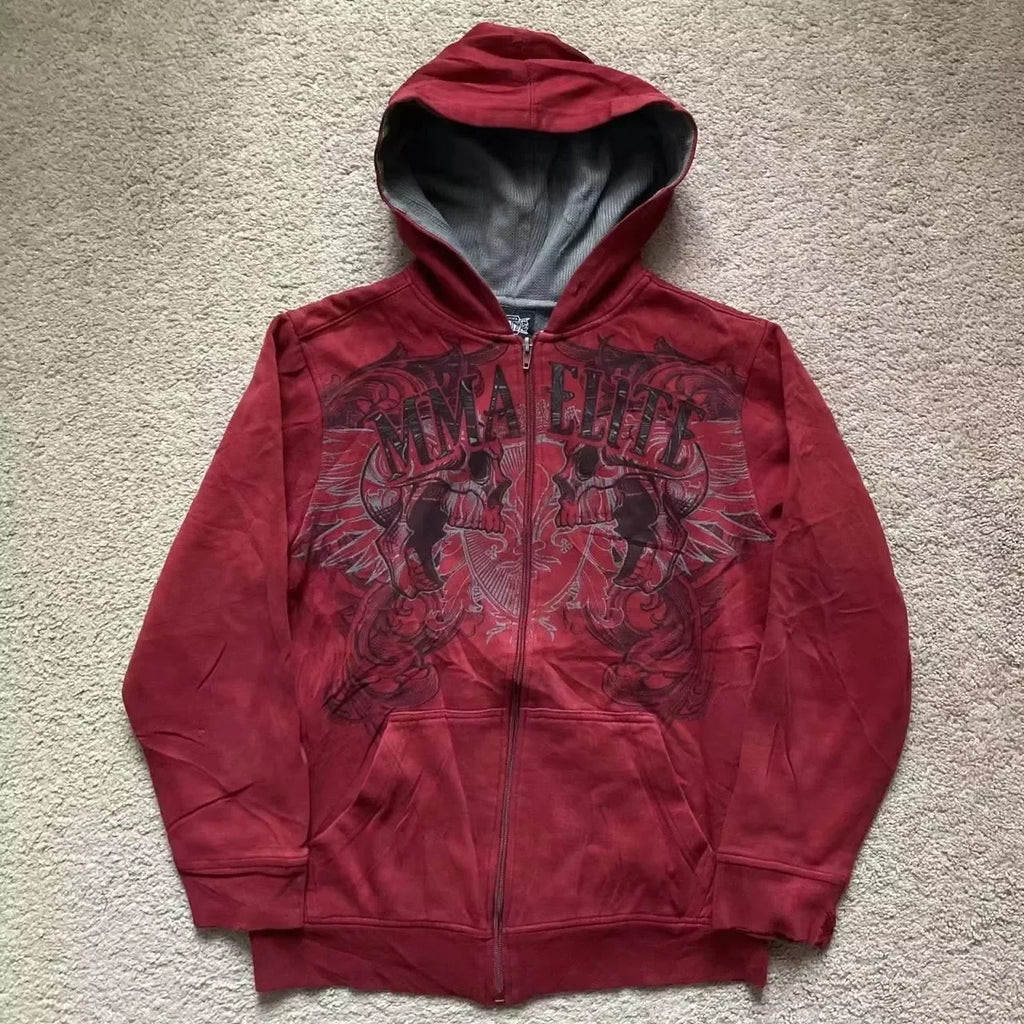 2000s Vintage Red Full Zip Hoodie