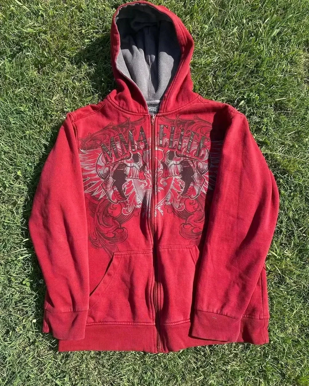 2000s Vintage Red Full Zip Hoodie